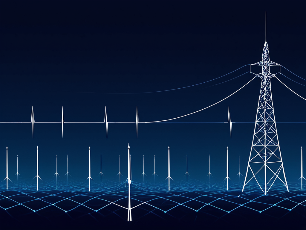 Abstrakte Illustration: Gesundheitswesen und Energieversorgung in Blau.