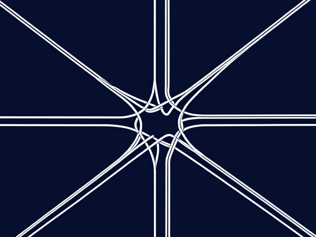 Abstrakte Illustration: Industrie und Handel mit Logistik- und Supply-Chain-Motiv in Blau.
