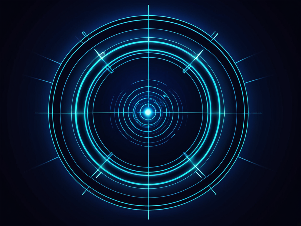 Abstrakte Illustration: Threat Detection und Schutzschild in Blau.