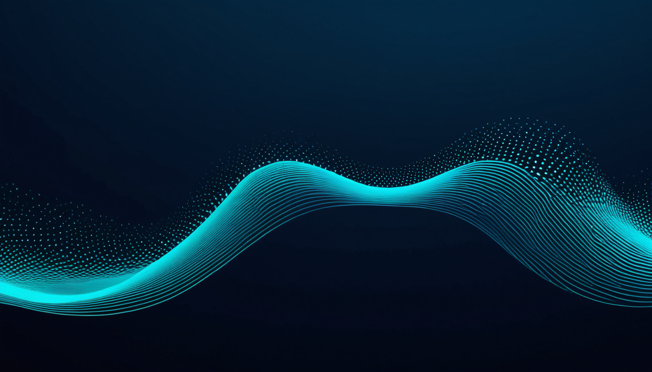 Abstrakte Illustration: KI‑Netzwerk und Datenplattform in Blau.