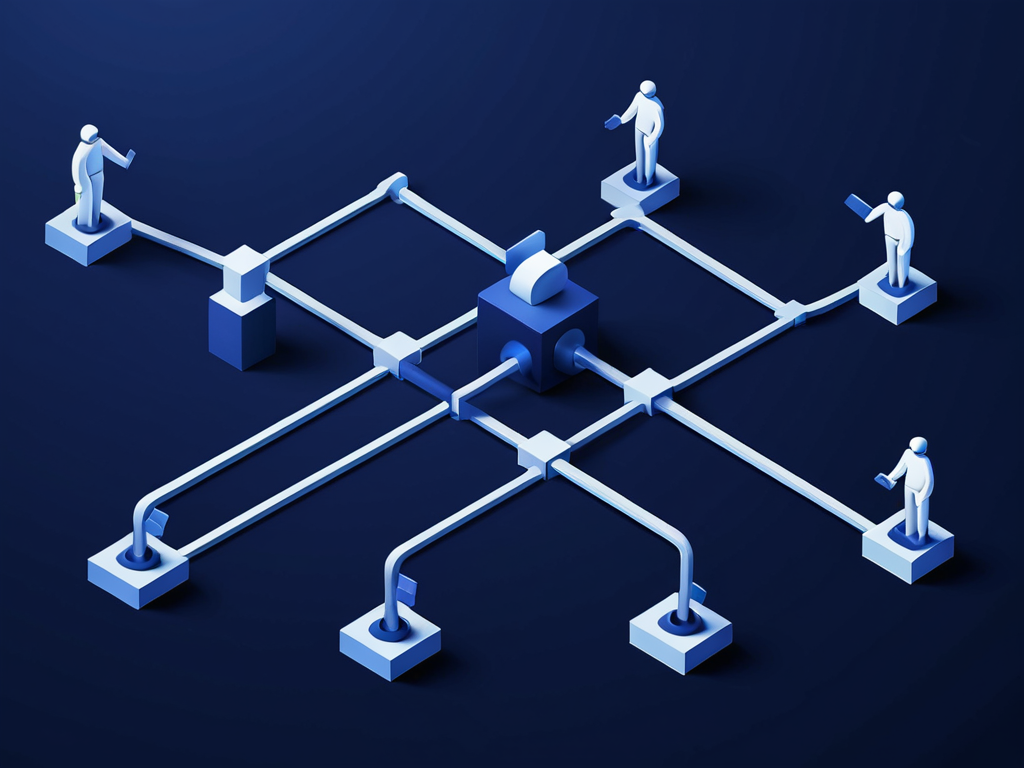Abstrakte Illustration: IT-Betrieb und Support in Blau.