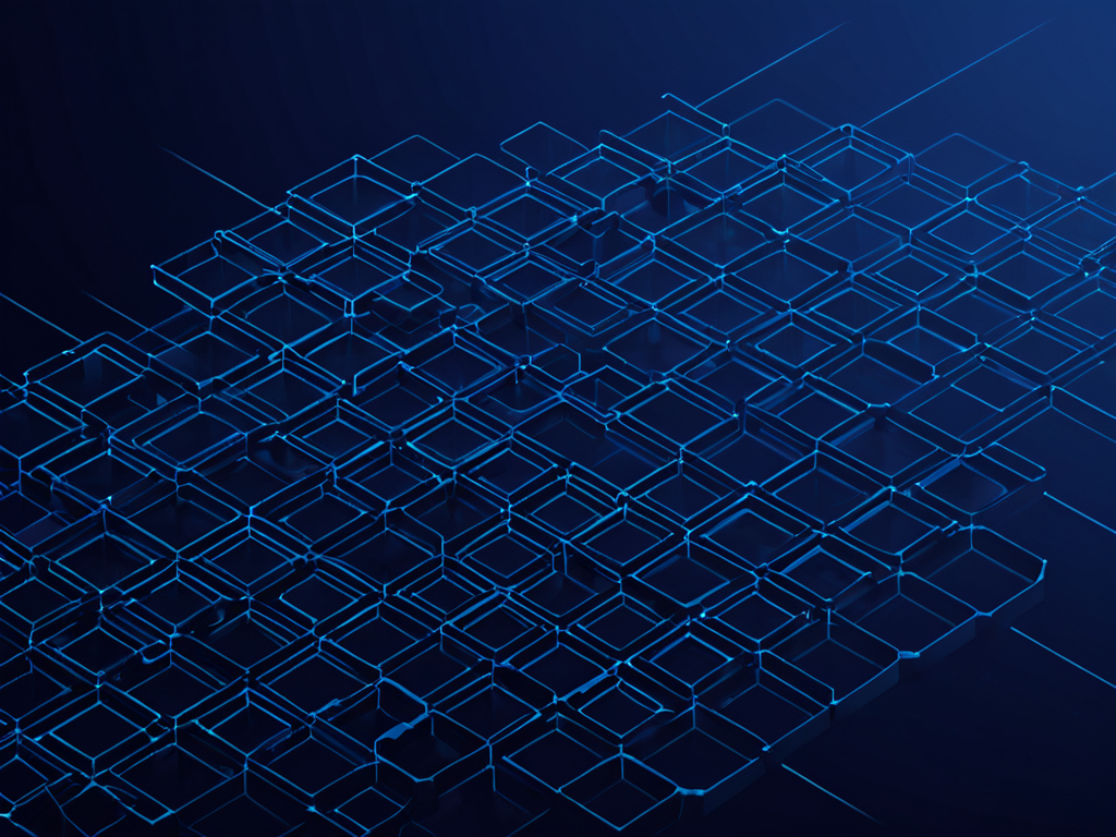 Abstrakte Illustration: IT-Infrastruktur und Netzwerk in Blau.