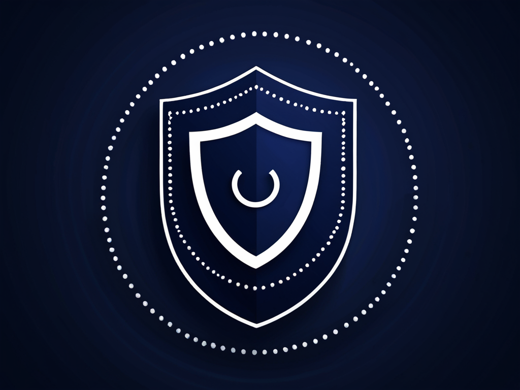 Abstrakte Illustration: Shield/Check und Dokumente in Blau.