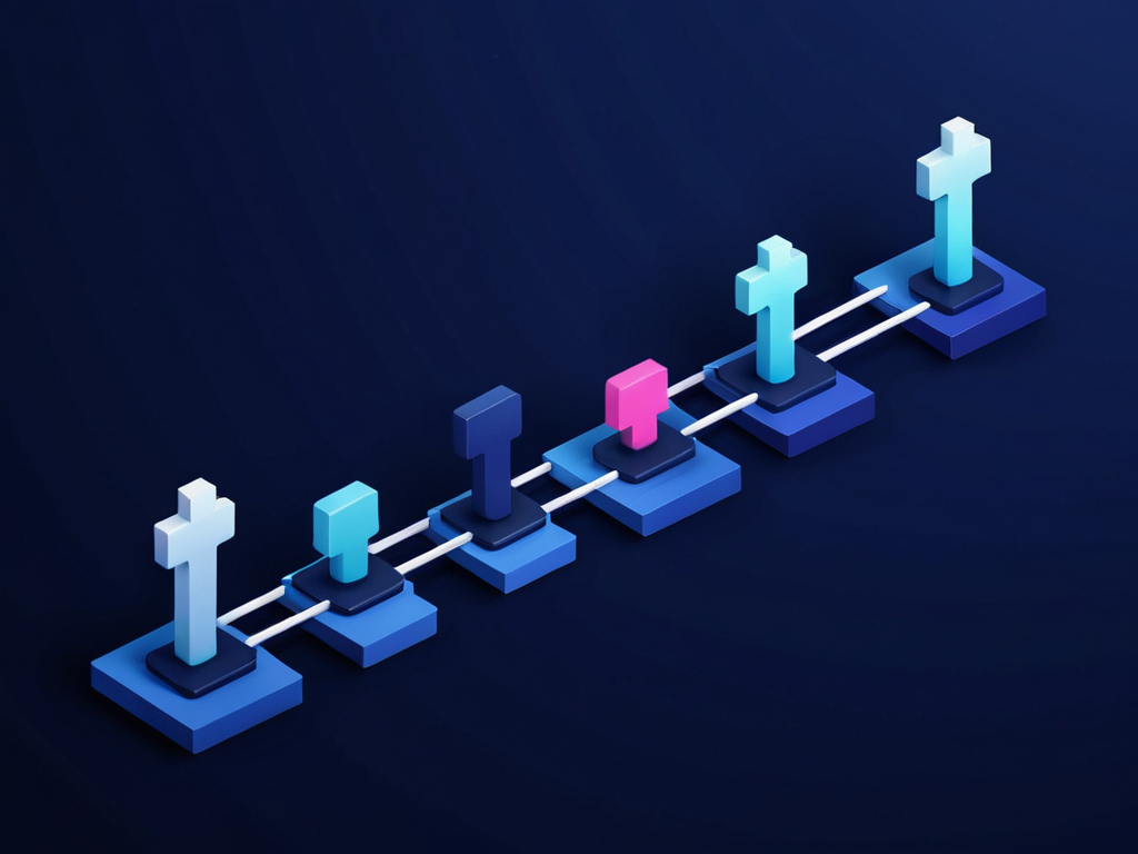 Abstrakte Illustration: IT-Service-Desk und Support in Navy/Cyan.