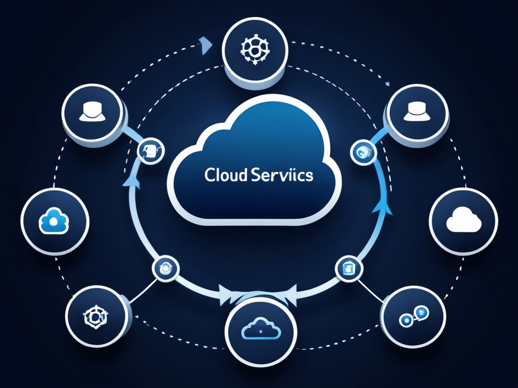 Abstrakte Illustration: Managed Cloud Services und Betrieb in Blau.